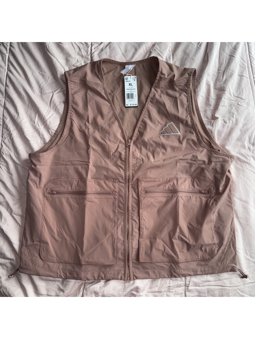 Adidas Woven Vest Men XL Sportswear Full Zip Utility Mesh Warm Clay NWT JN9335